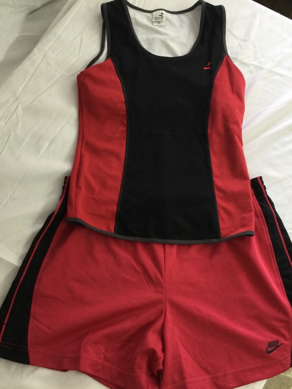 2Piece Outfit, Nike running shorts & Kinesis Racerback Top with Builtin Bra, Med